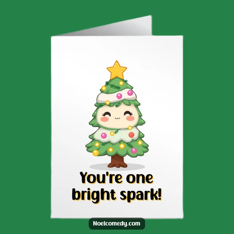 Free Printable Thank You Card: Grateful Pine Tree with Twinkling Lights Download