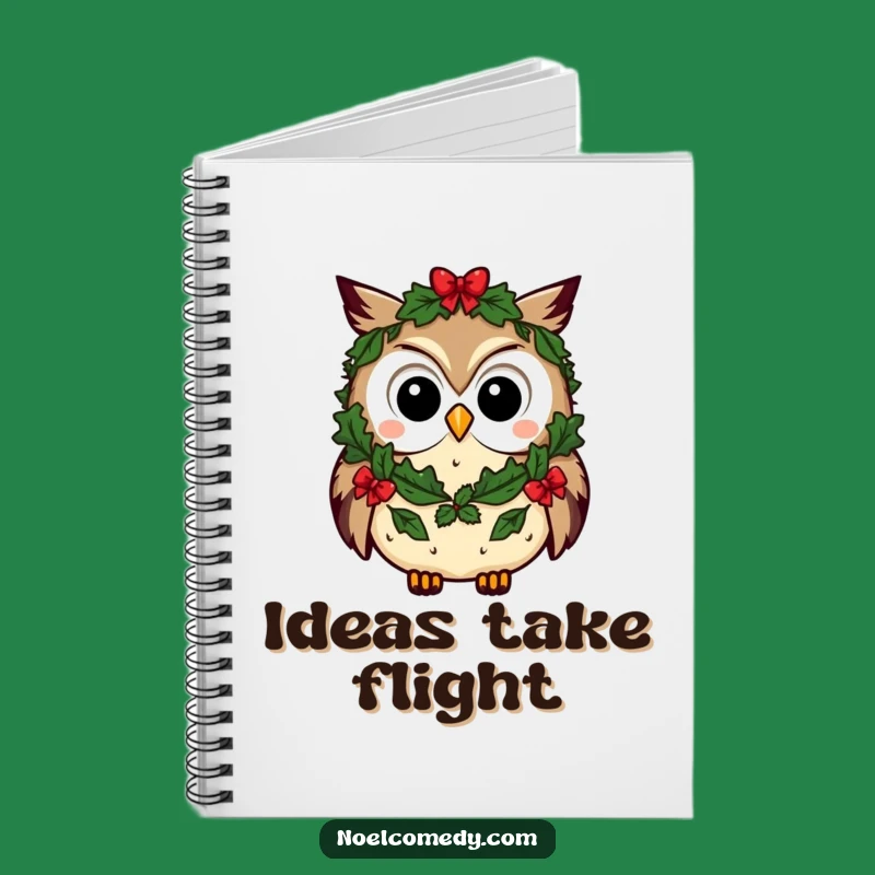Funny Owl Notebook: Curious Character in Festive Wreath, Holiday Journaling Fun