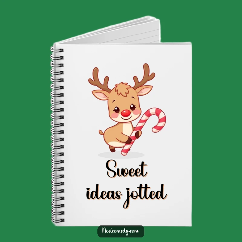 Funny Playful Reindeer Candy Cane Notebook: Jots of Holiday Whimsy