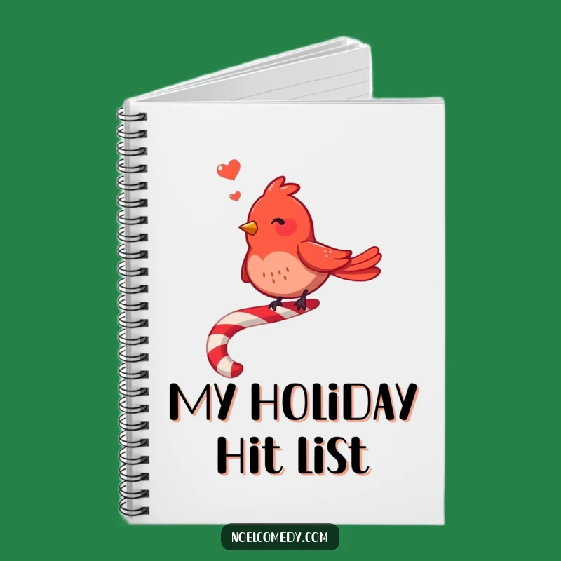 Funny Red Bird Notebook: Merry Candy Cane Singer, Festive Journal Gift