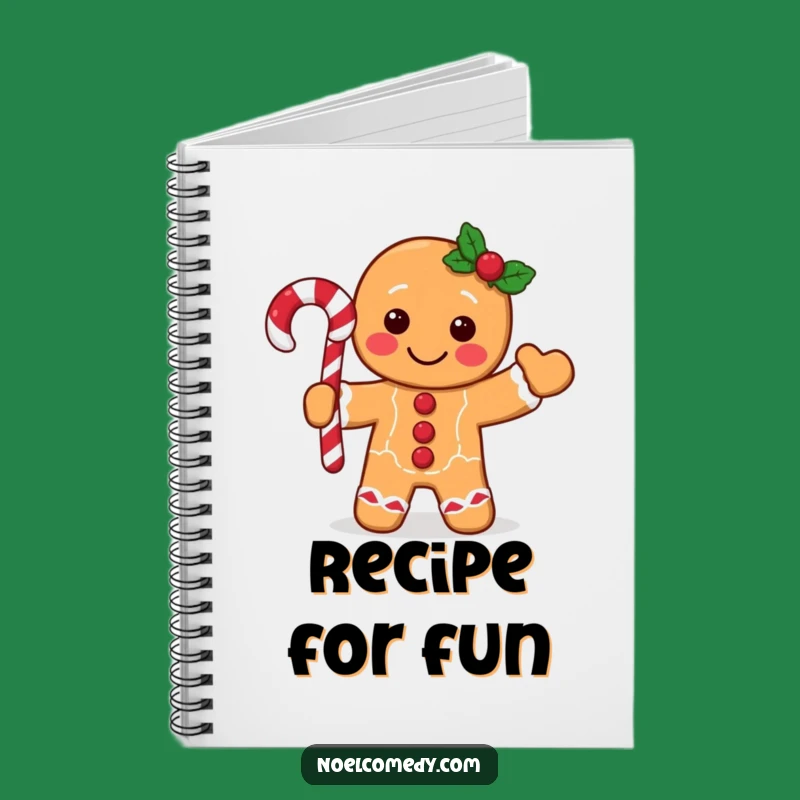 Funny Gingerbread Man Notebook: Festive Character Waving Candy Cane, Holiday Journaling Fun