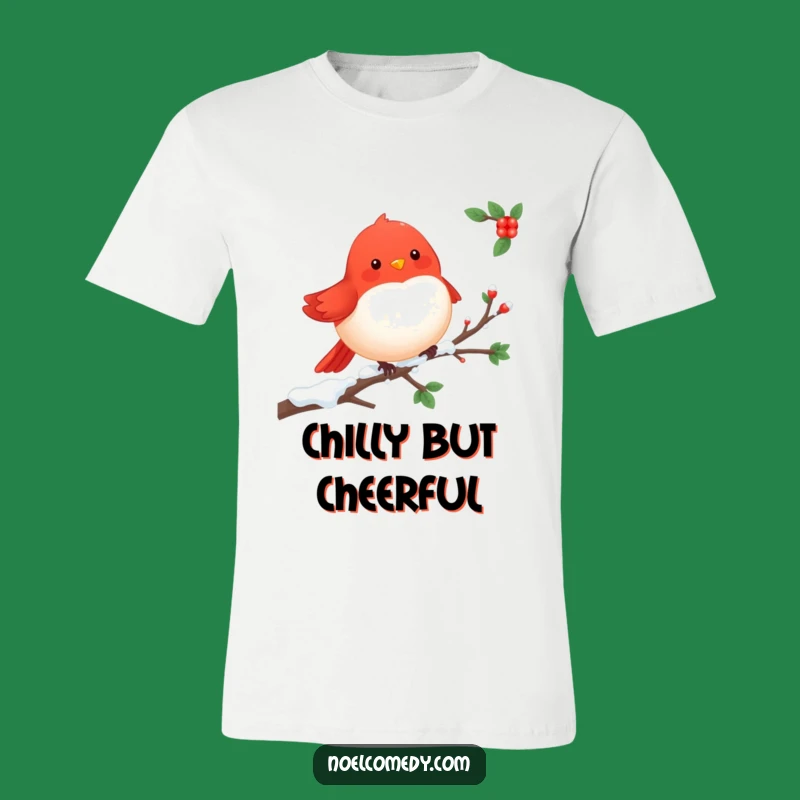 Cheerful Robin T-Shirt: Cozy Winter Apparel for Bird Watching Enthusiasts