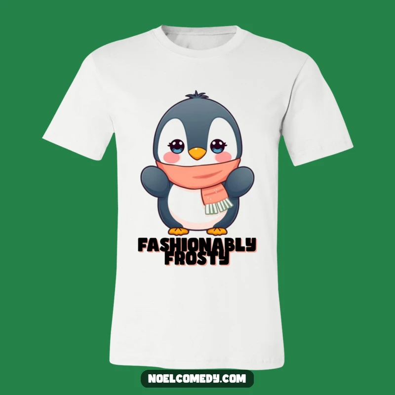 Funny Penguin Scarf Mittens T-Shirt - Cute Winter Animal Tee Funny Gift