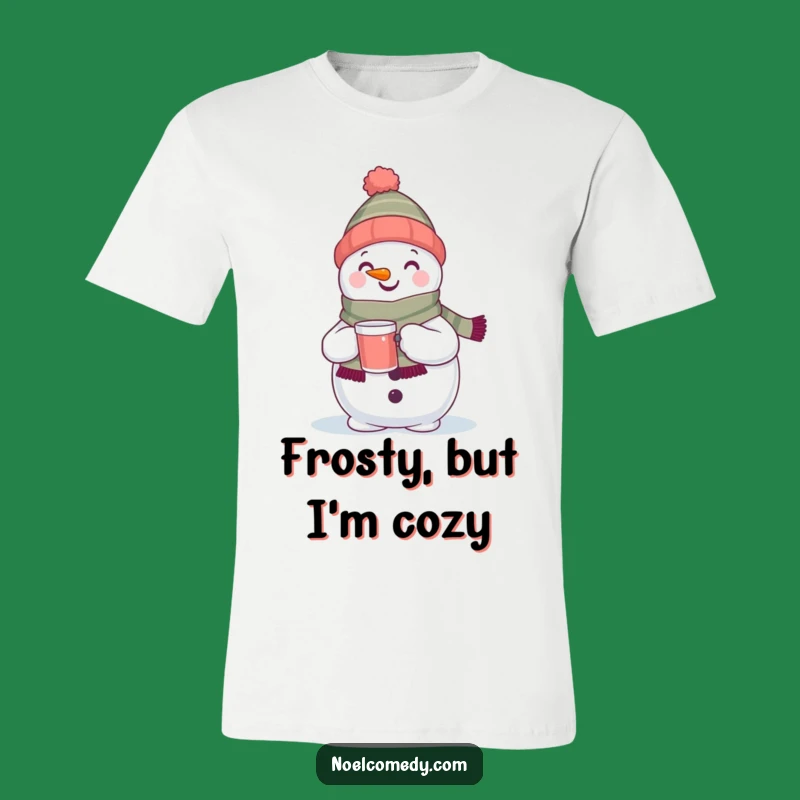 Funny Snowman T-Shirt: Cheerful winter character with scarf, a perfect funny gift for the holidays.