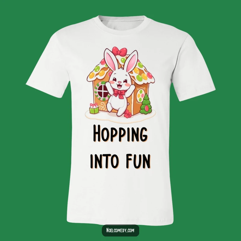 Funny Bouncing Bunny Gingerbread T-Shirt: Festive Baker's Apparel for a Cute Gift