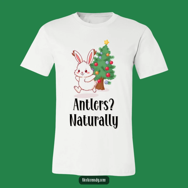 Funny Bunny Antlers T-Shirt: Adorable Festive Humor for Christmas Lovers