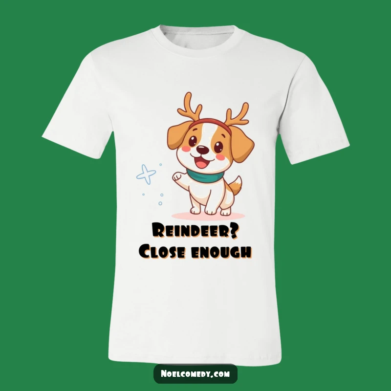 Funny Dog Reindeer T-Shirt: Happy Holiday Chase Humor Tee