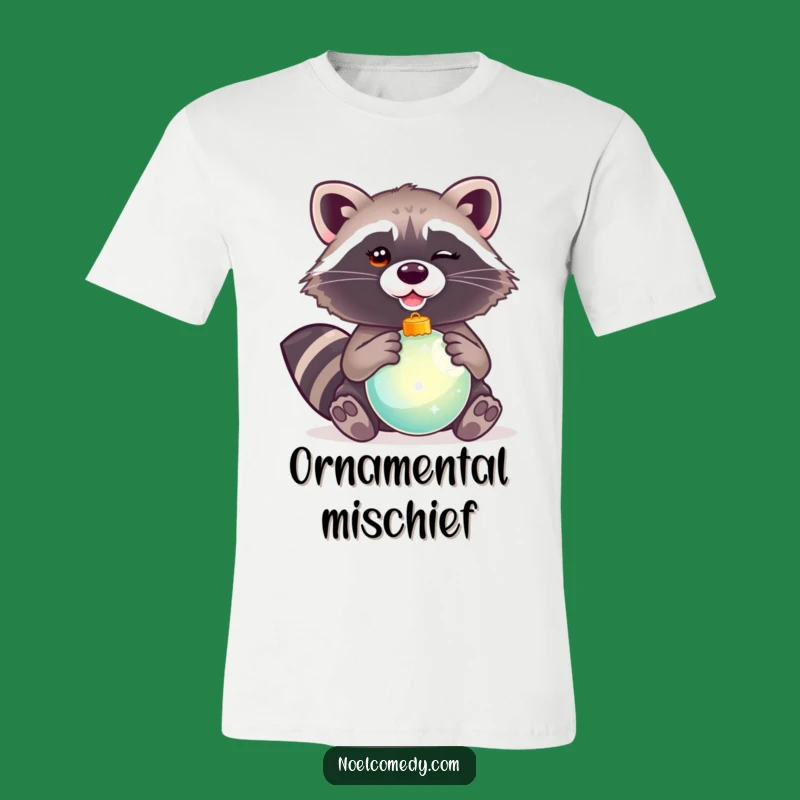 Funny Winking Raccoon Ornament T-Shirt: Holiday Critter's Playful Apparel for a Quirky Gift