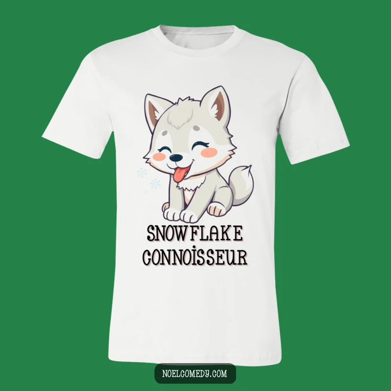 Funny Wolf Pup Snowflakes T-Shirt: Winter Pup's Playful Apparel for a Cool Gift