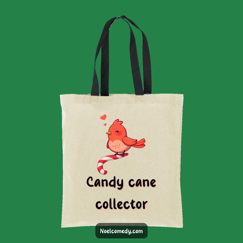Funny Red Bird Candy Cane Tote Bag: Merry Singer, Festive Accessory Gift