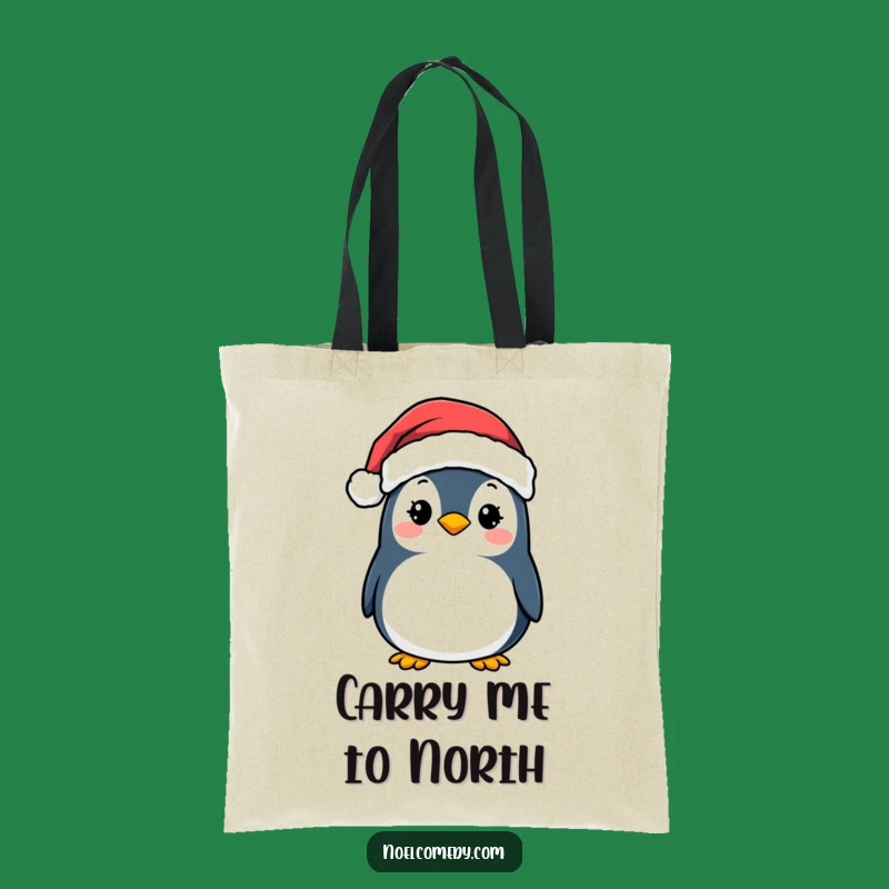 Funny Penguin Santa Tote Bag: Festive Bird Gift, Perfect Grocery & Gift Carrier