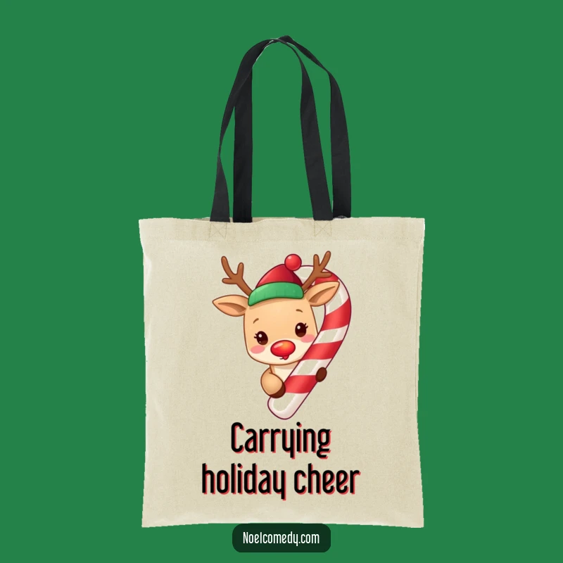 Funny Reindeer Candy Cane Tote: Carry Holiday Cheer, a Cute Funny Gift