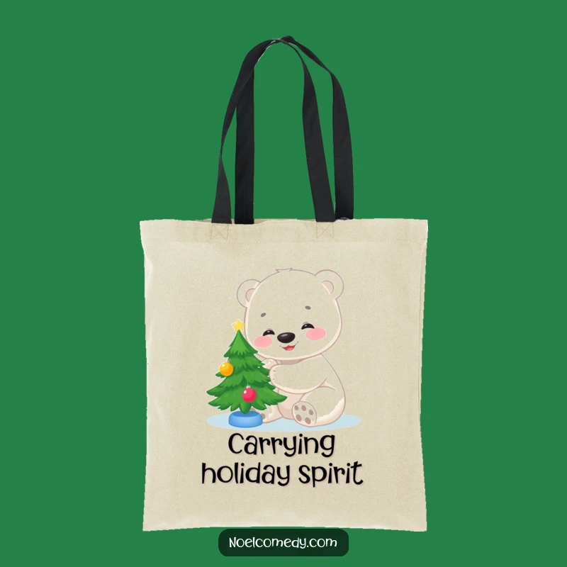 Funny Polar Bear Cub Christmas Tote Bag: Carry Your Holiday Joy