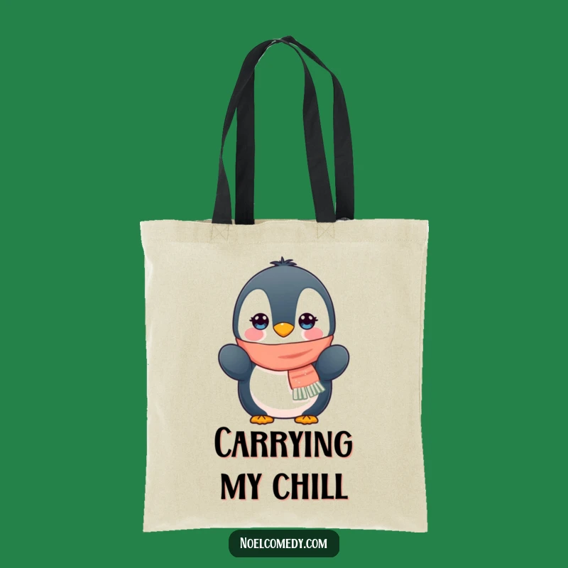 Funny Penguin Scarf Mittens Tote Bag - Cute Winter Carryall Funny Gift