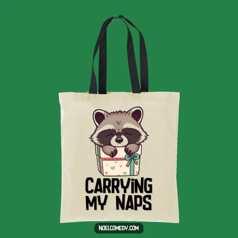 Funny Sleepy Raccoon Tote: Carry Your Treasures in Style