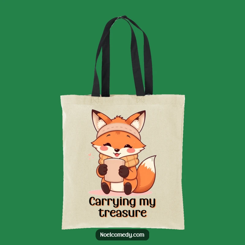 Funny Fox Tote Bag: Scarf & Mug Design, Whimsical & Practical Autumn Accessory