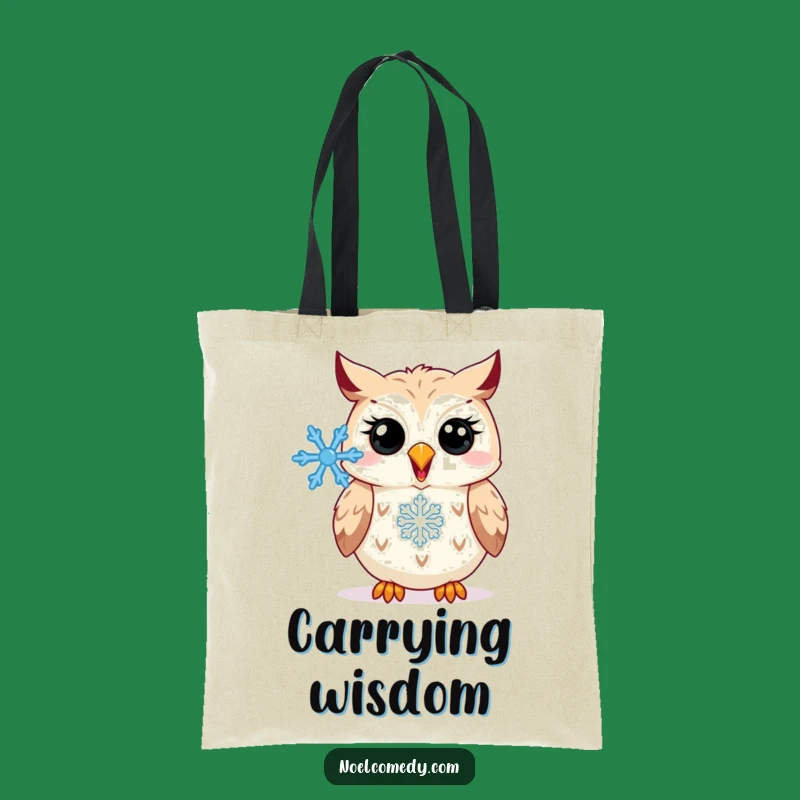 Funny Owl Snowflake Tote Bag: Hooting Bird Accessory, Perfect Winter Carrier