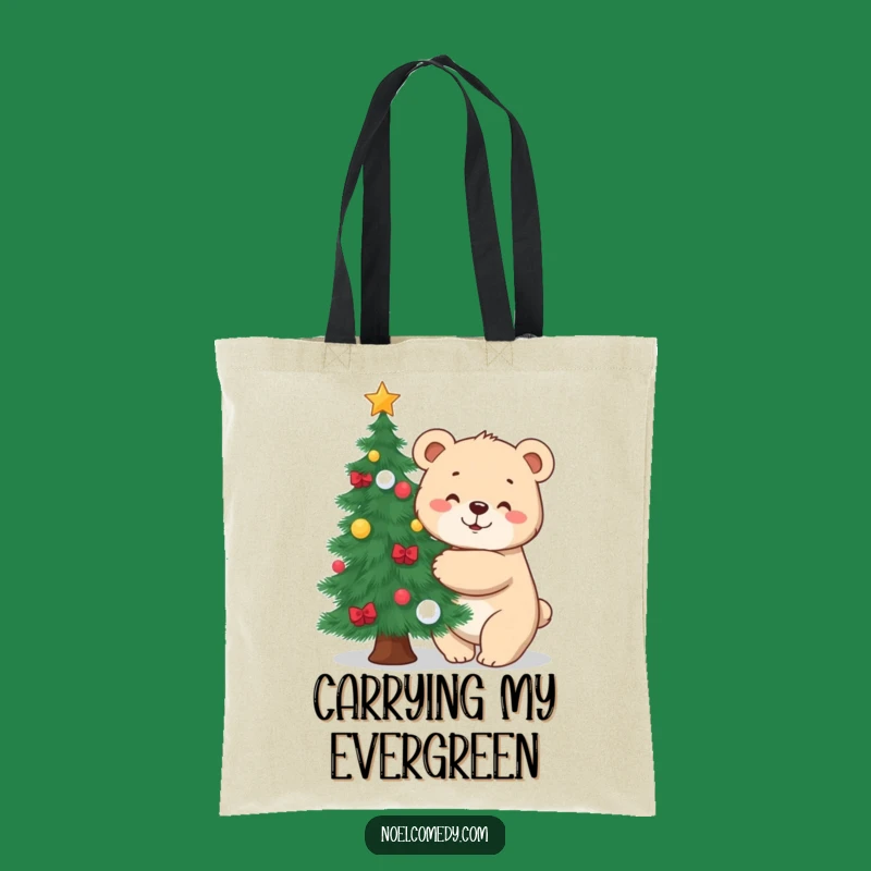 Funny Bear Hugging Tree Tote Bag: Adorable Cub's Festive Carryall for a Practical Gift