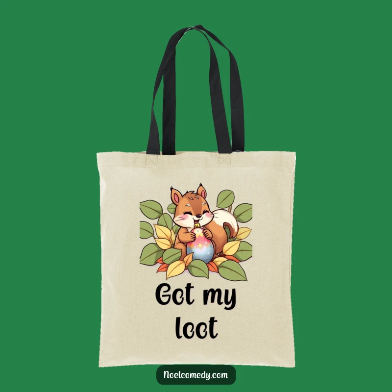 Funny Squirrel Ornament Tote Bag: Giggling Holiday Humor Carryall