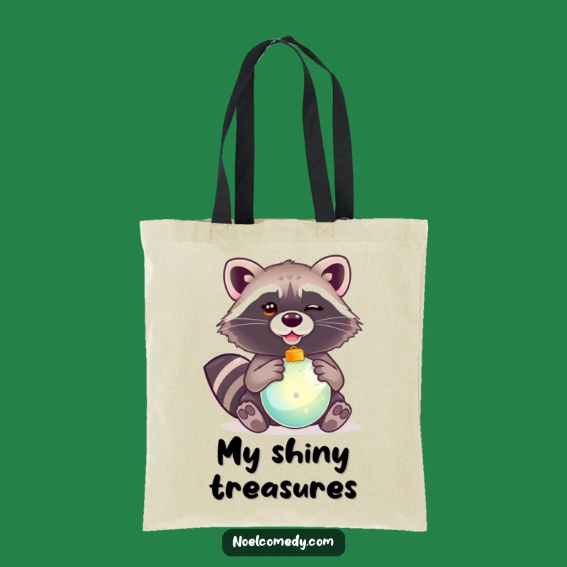 Funny Winking Raccoon Ornament Tote Bag: Mischievous Critter's Holiday Carryall for a Useful Gift