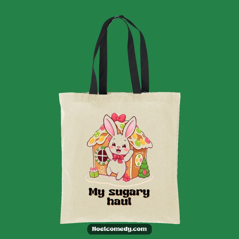 Funny Bouncing Bunny Gingerbread Tote Bag: Baker's Holiday Carryall for a Useful Gift